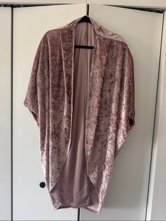 Caramela Tops - Plush Open-Front Kimono Wrap - Dusty Rose